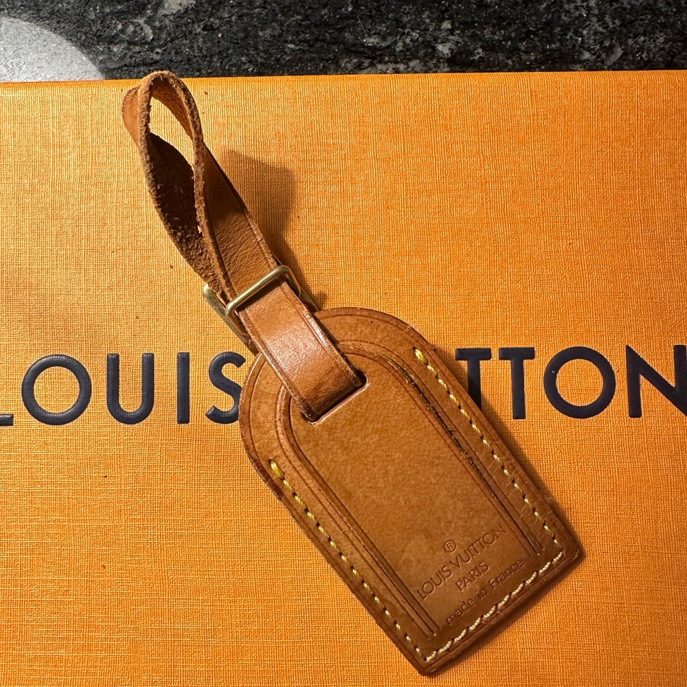 Louis Vuitton Name Tag Light Brown Leather